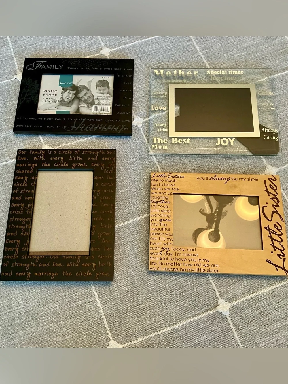 4 Sentiment Word Art Decorative Photo Frames for 4x6 photos